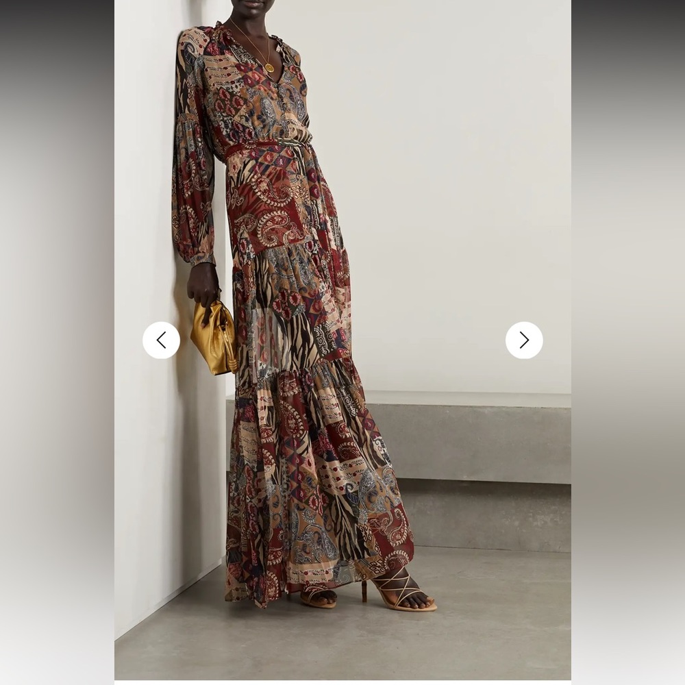 Veronica Beard Isra belted printed silk-voile maxi dress Size: 6
